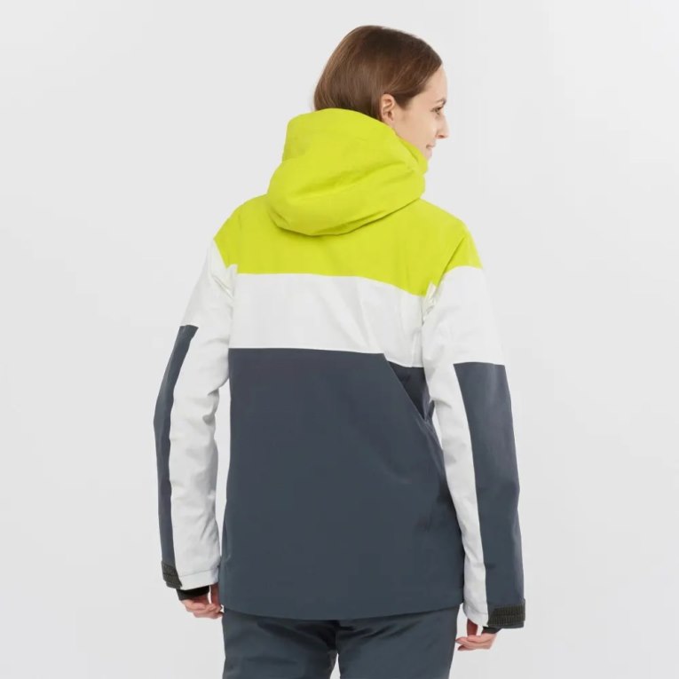 Chaquetas De Esquí Salomon Slalom Insulated Hoodie Mujer Verdes Blancos Negros | MX IVST905